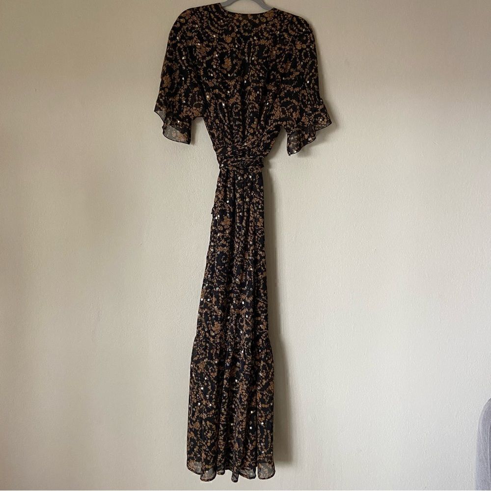 Sabina Musayev Brook Maxi Brown Dress Sheer Floral Size M - Picture 11 of 11
